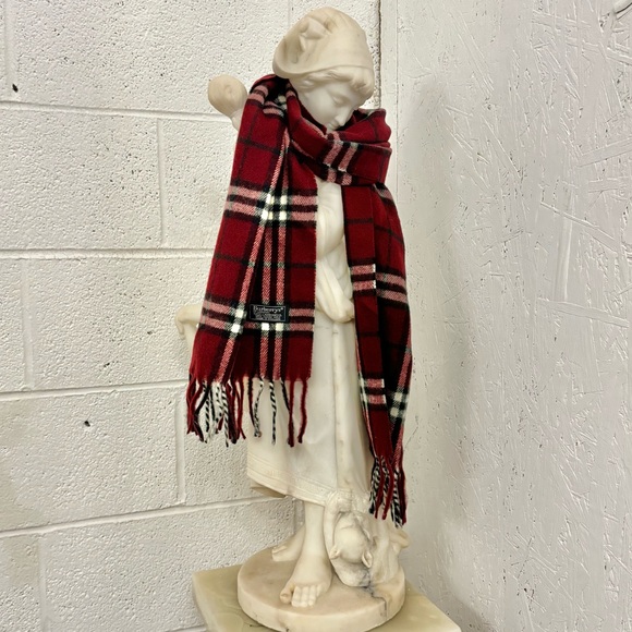 Burberry Auth. Dark Cherry 100% Lambswool Scarf - Picture 1 of 8